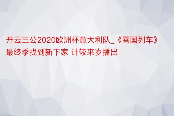 开云三公2020欧洲杯意大利队_《雪国列车》最终季找到新下家 计较来岁播出