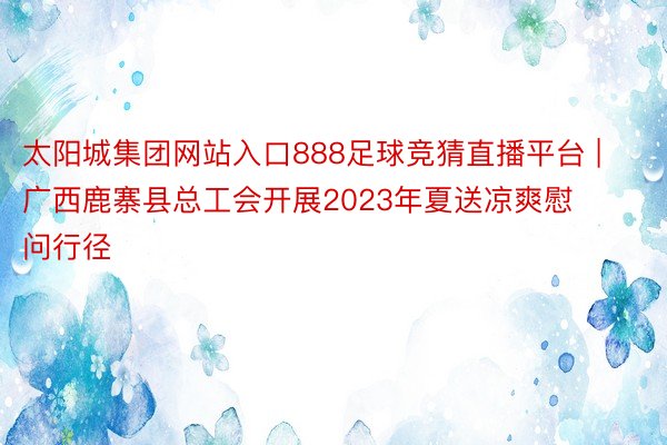 太阳城集团网站入口888足球竞猜直播平台 | 广西鹿寨县总工会开展2023年夏送凉爽慰问行径