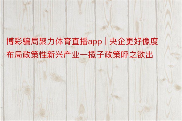 博彩骗局聚力体育直播app | 央企更好像度布局政策性新兴产业一揽子政策呼之欲出