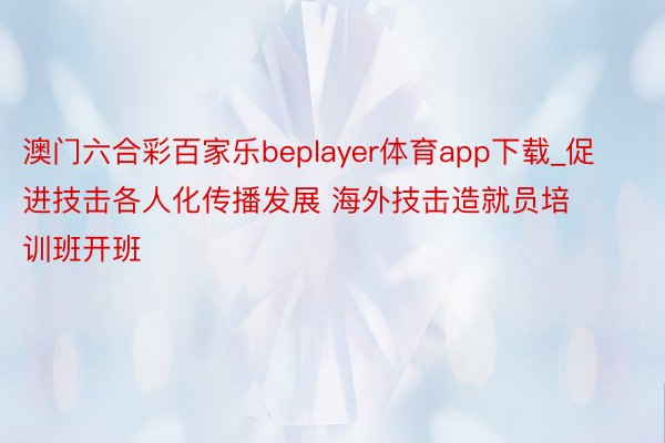 澳门六合彩百家乐beplayer体育app下载_促进技击各人化传播发展 海外技击造就员培训班开班