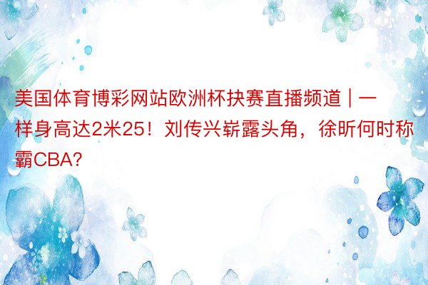 美国体育博彩网站欧洲杯抉赛直播频道 | 一样身高达2米25！刘传兴崭露头角，徐昕何时称霸CBA？