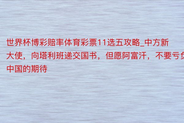 世界杯博彩赔率体育彩票11选五攻略_中方新大使，向塔利班递交国书，但愿阿富汗，不要亏负中国的期待